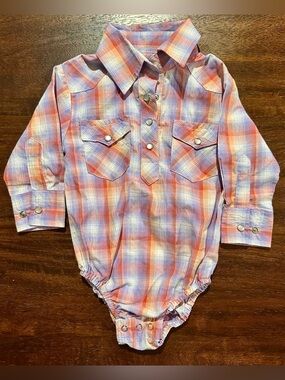 Baby Girl Western Plaid Bubble Romper 9M